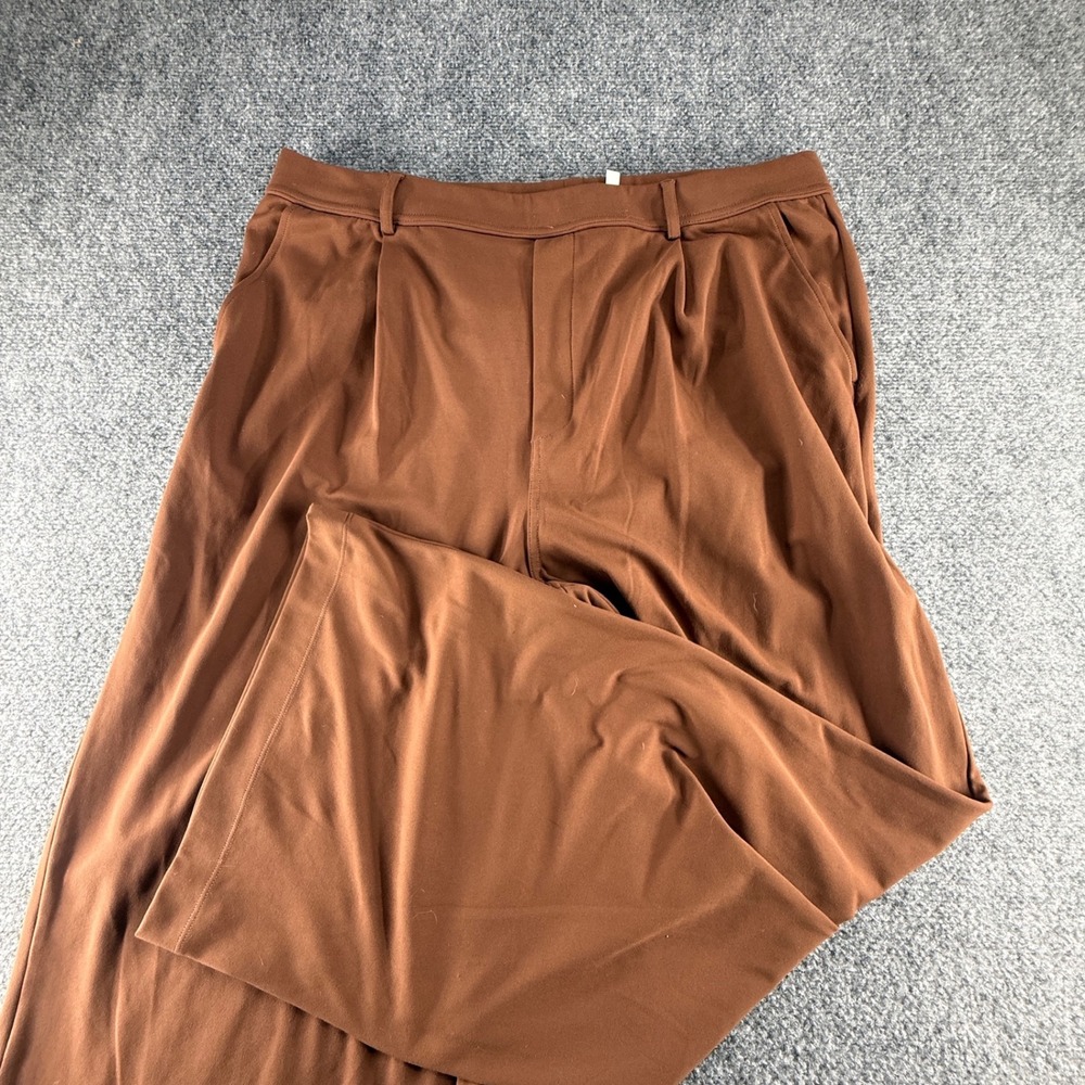 Halara Brown Wide Leg Pleated Trousers High Waisted Pockets XL Petite 849114